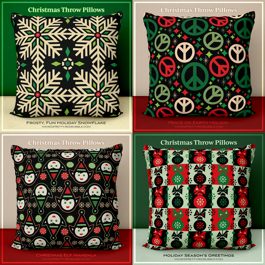 Snuggle up with a cozy, holiday throw pillow from WickedPretty!