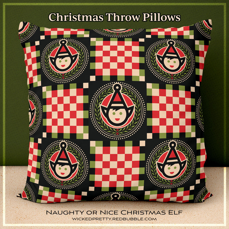 Snuggle up with a cozy, holiday throw pillow from WickedPretty!