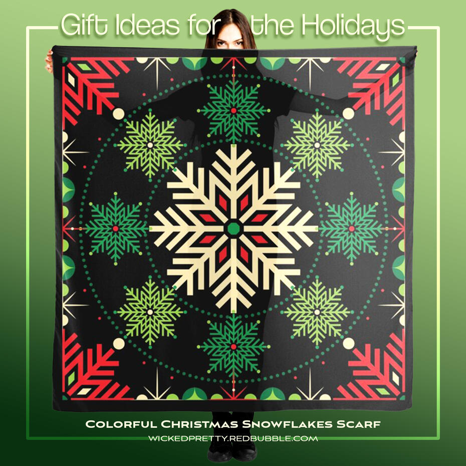 Colorful Christmas Snowflakes Scarf