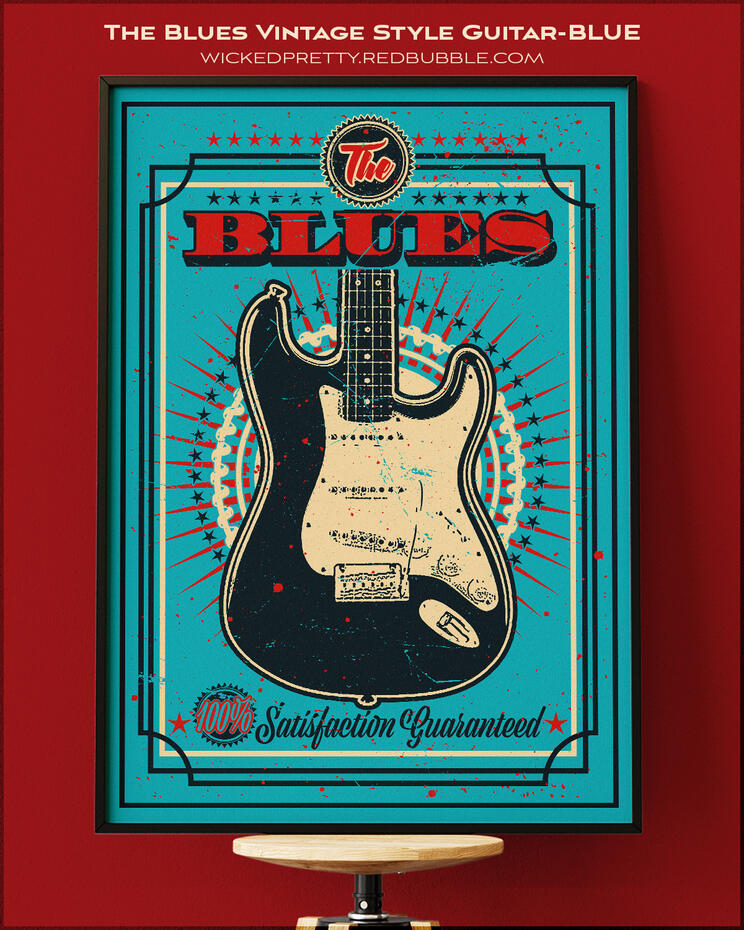 The Blues Vintage Style Guitar-BLUE