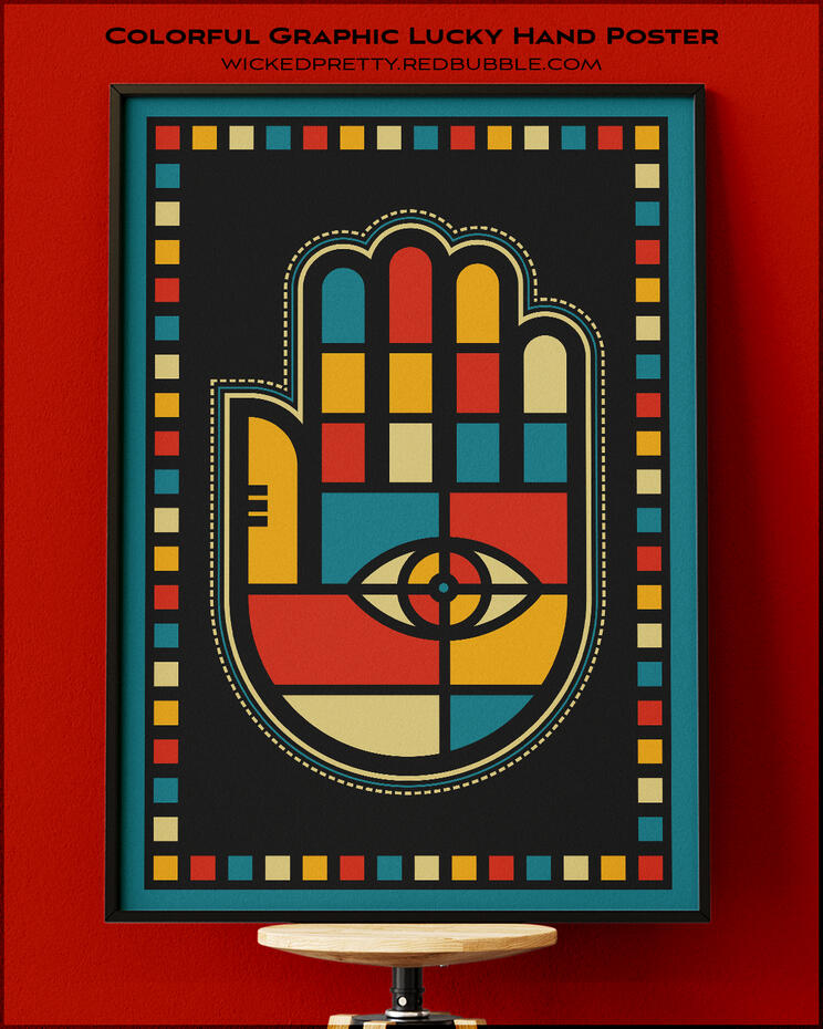 Colorful Graphic Lucky Hand Poster