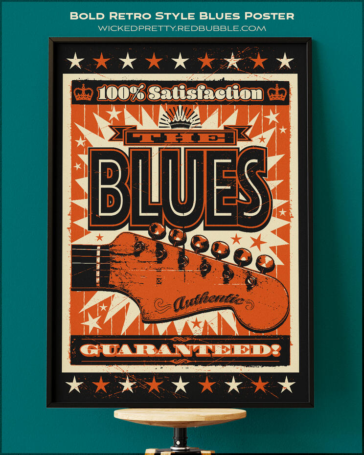 Bold Retro Style Blues Poster