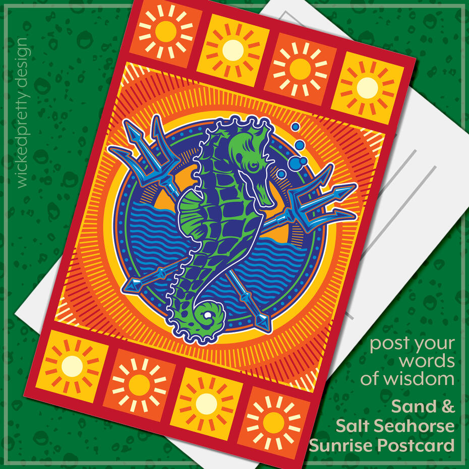 Sand &amp; Salt Seahorse Sunrise Postcard