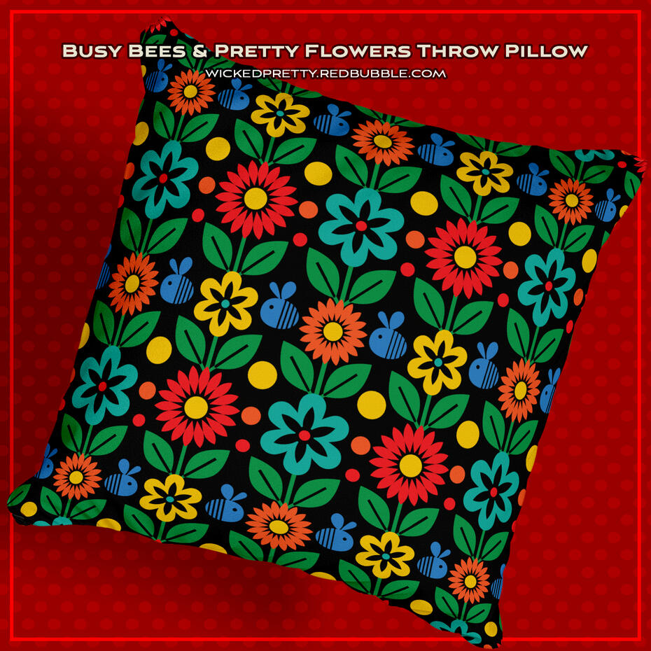 Busy Bees &amp; Pretty Flowers Pillow