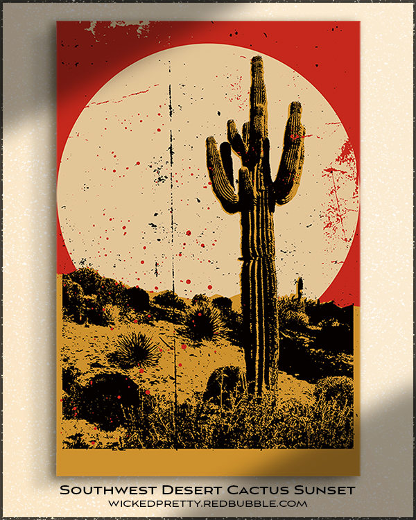 Southwest Desert Cactus Sunset Poster