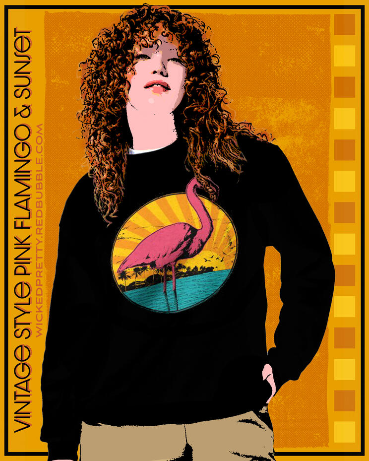 Vintage Style Pink Flamingo &amp; Sunset Untitled