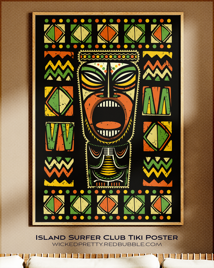 Island Surfer Club Tiki Poster