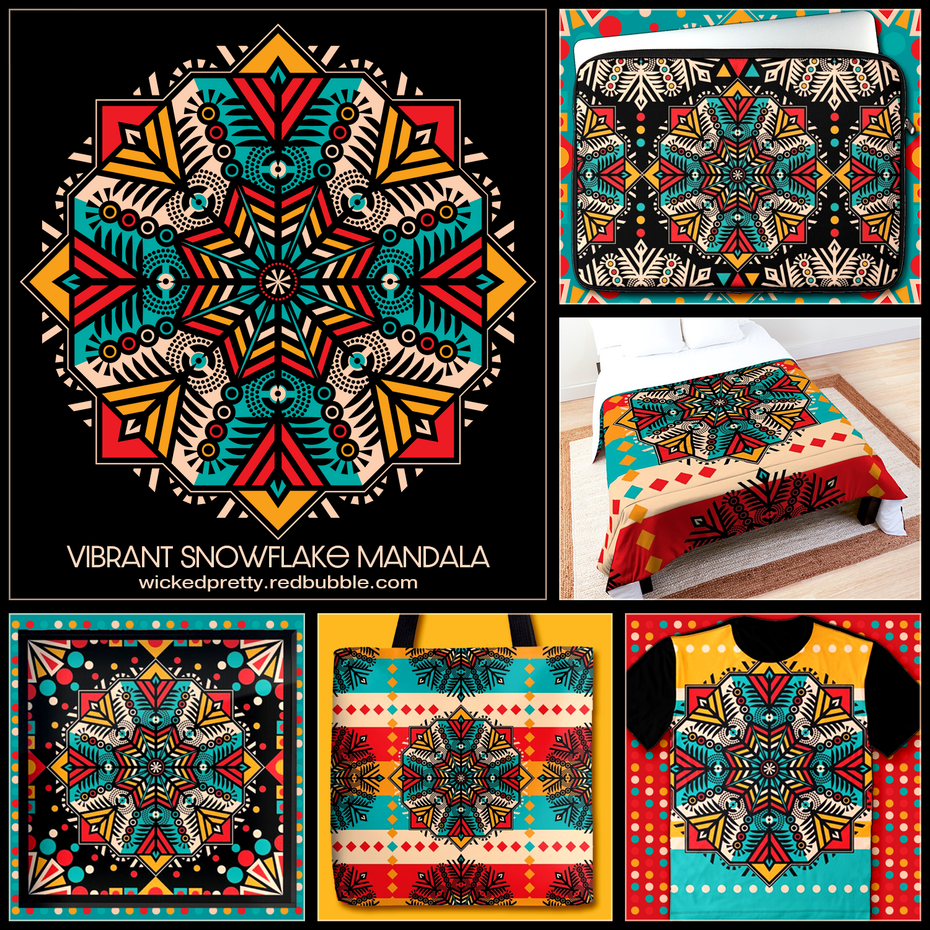 Vibrant Snowflake Mandala ☃️❄️⛷️