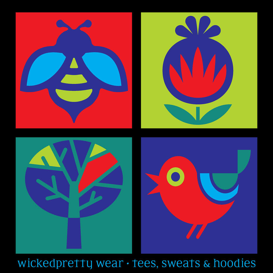 Mid-Century Bird, Bee, Flower &amp; A Tree T-Shirt