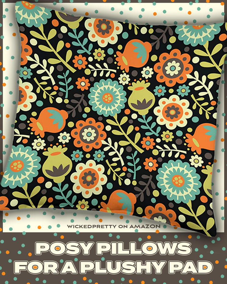 Funky Modern Graphic Floral Throw Pillow