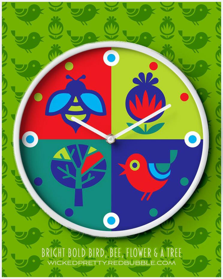 Bright, Bold Bird, Bee, Flower &amp; A Tree