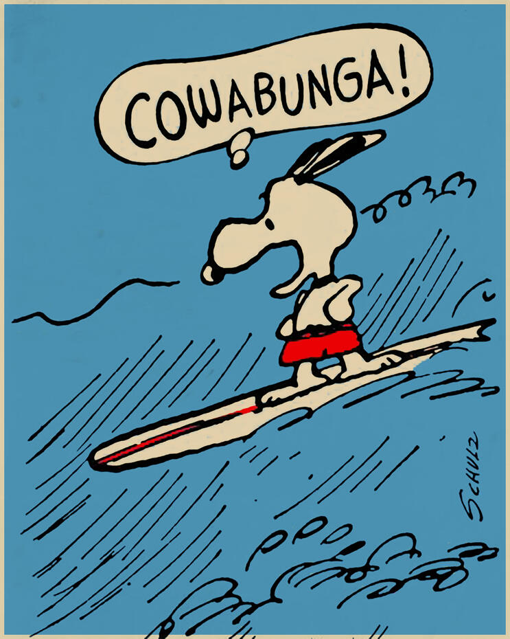 Cowabunga Surfing Snoopy by Charles Schultz