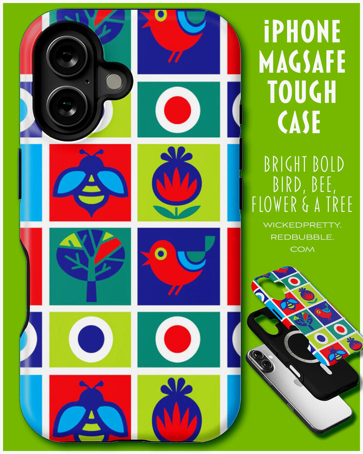 Bright, Bold Bird, Bee, Flower &amp; A Tree