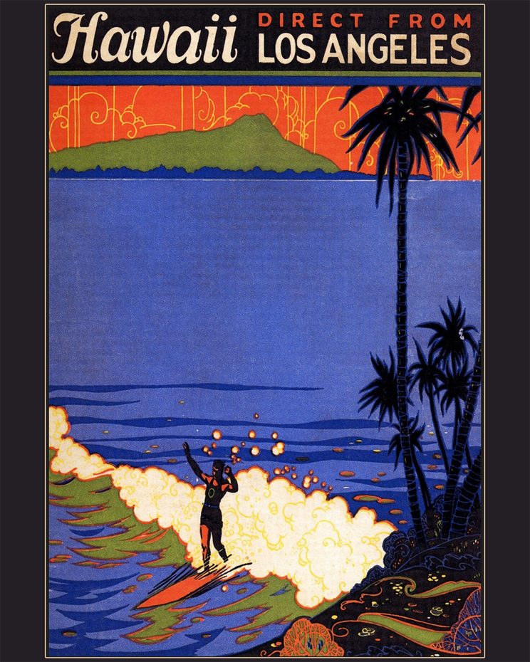 Vintage travel poster &quot;Hawaii Direct From Los Angeles&quot;, unknown artist c.1930s