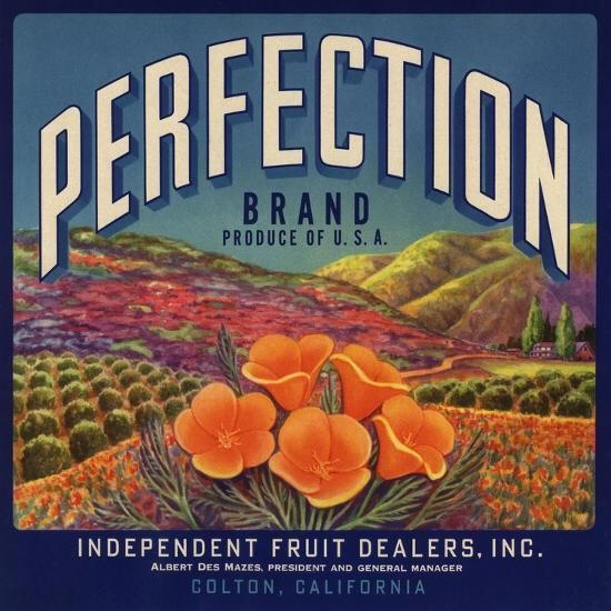 Perfection Brand - Colton, California - Citrus Crate Label