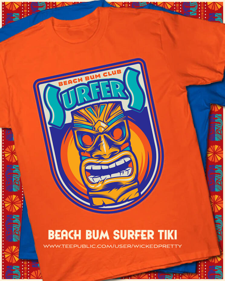Beach Bum Surfer Tiki T-Shirt