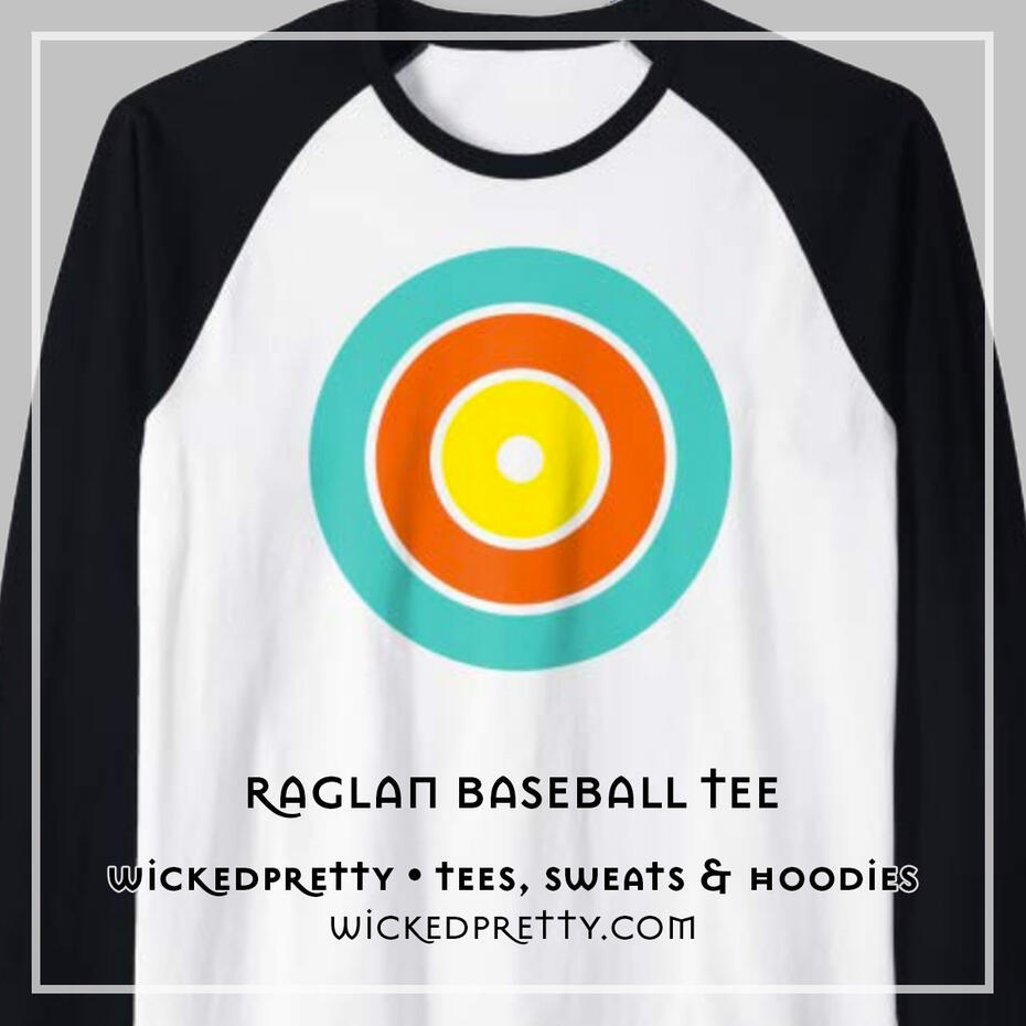 Colorful, Graphic Circle Raglan Baseball Tee