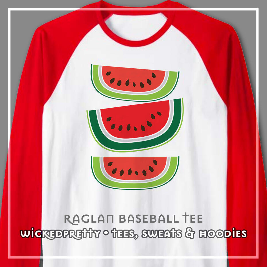 Fresh, Juicy Watermelon Raglan Baseball Tee