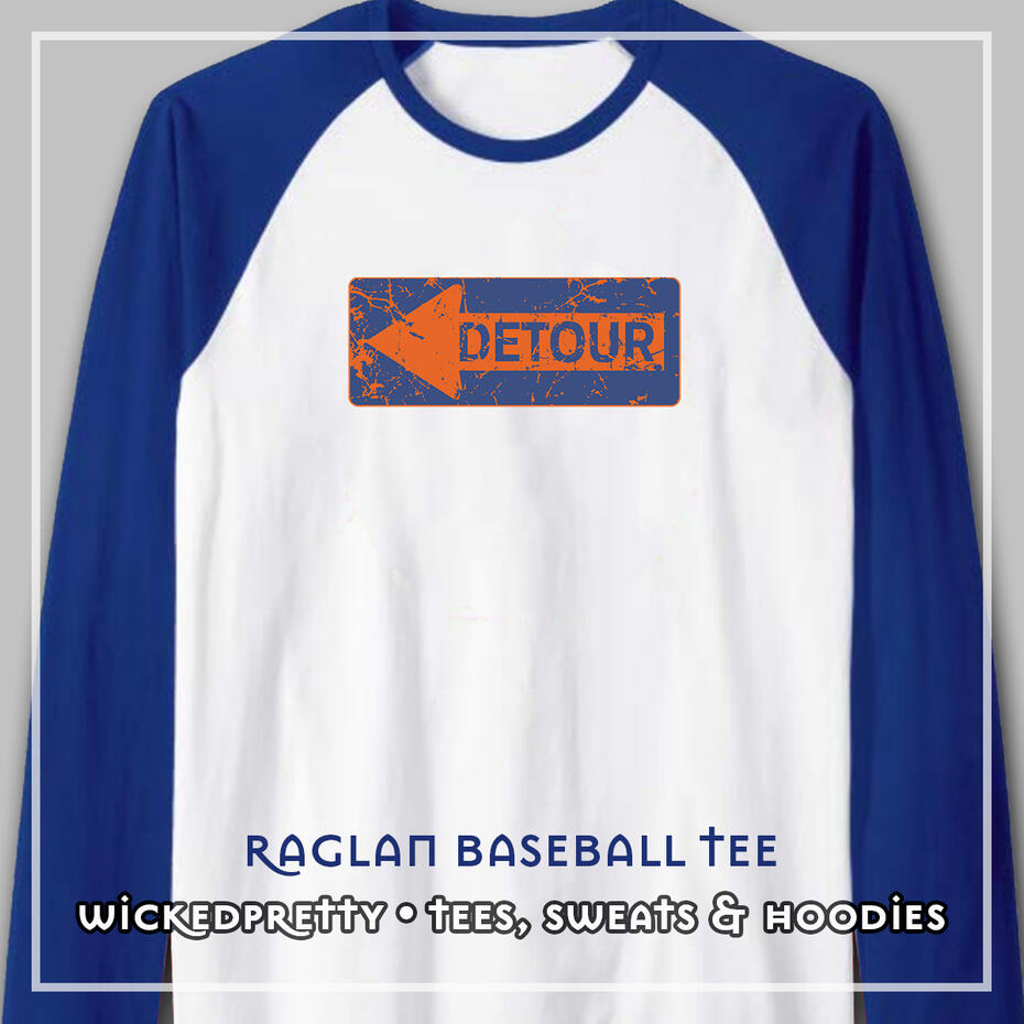 Distressed Graphic Detour Raglan Baseball Tee