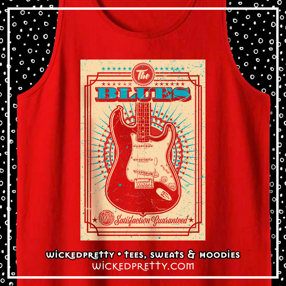 Vintage Style Blues Guitar Poster Tank Top