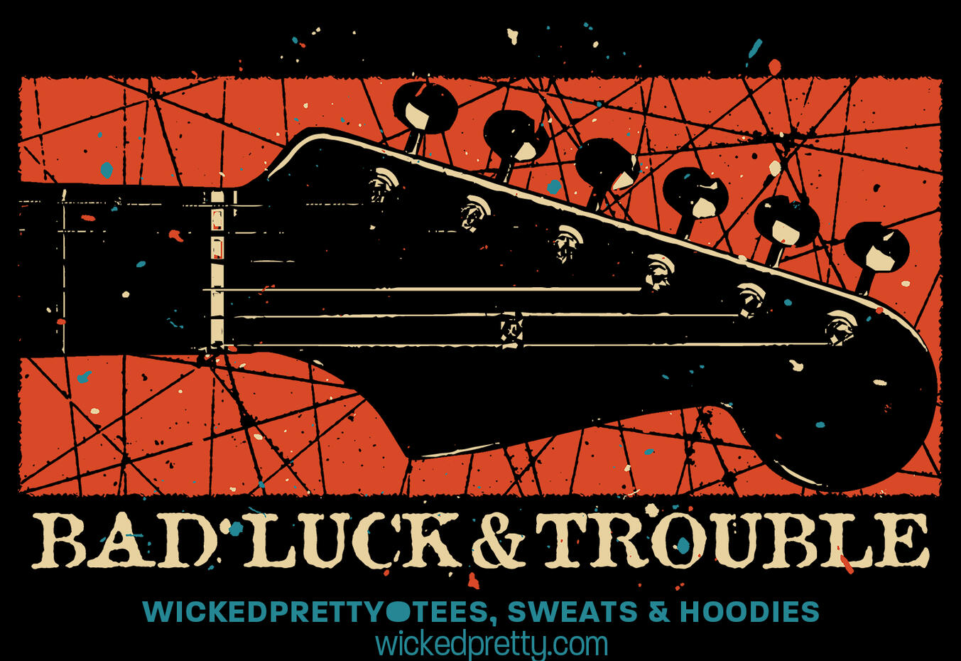 UntitledBad Luck &amp; Trouble Vintage Style Guitar T-Shirt
