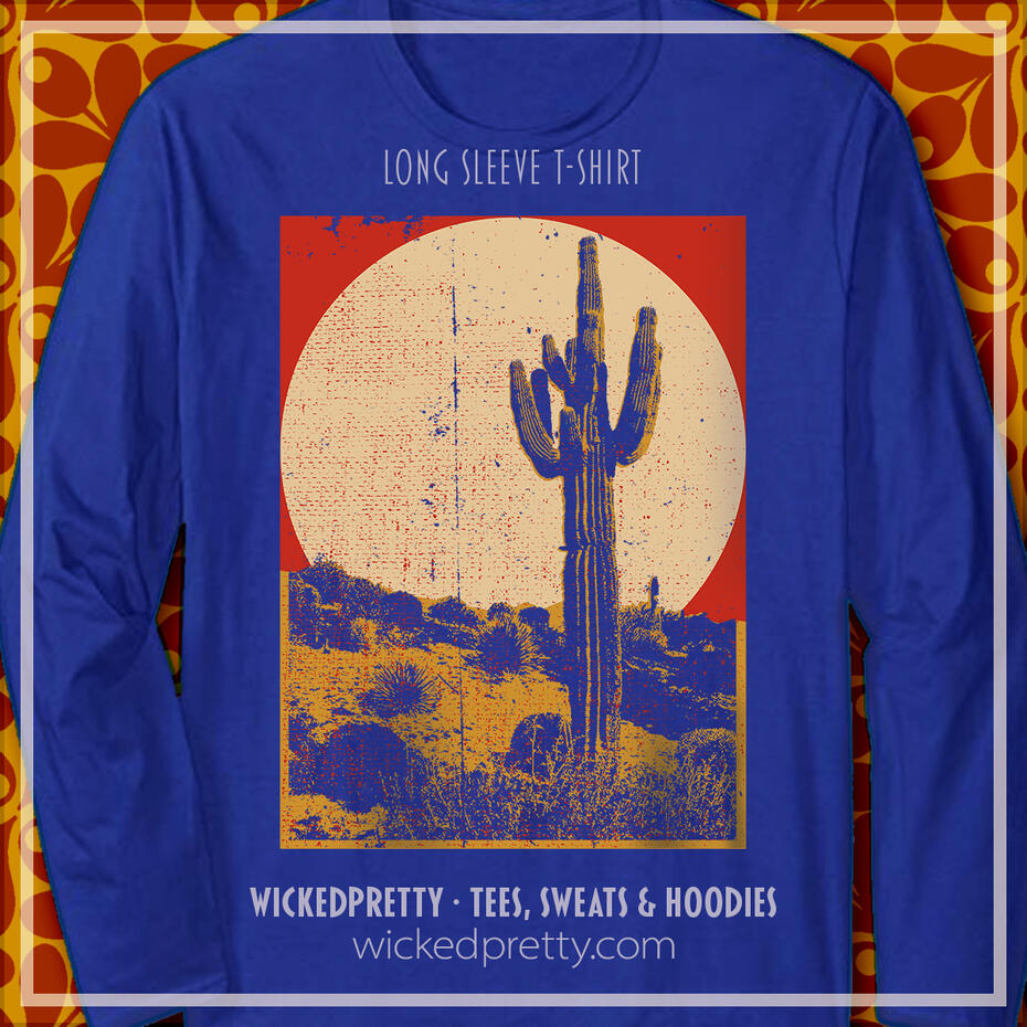 Southwest Desert Cactus Moonrise Long Sleeve T-Shirt