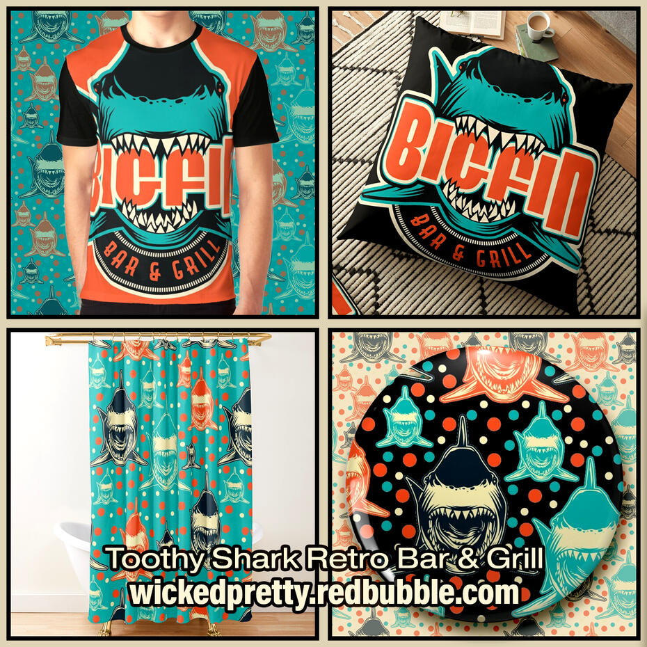 Toothy Shark Retro Bar &amp; Grill Graphic