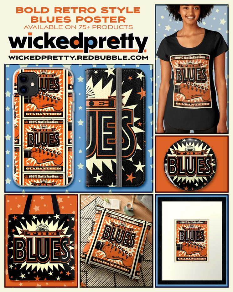 Bold Retro Style Blues Poster