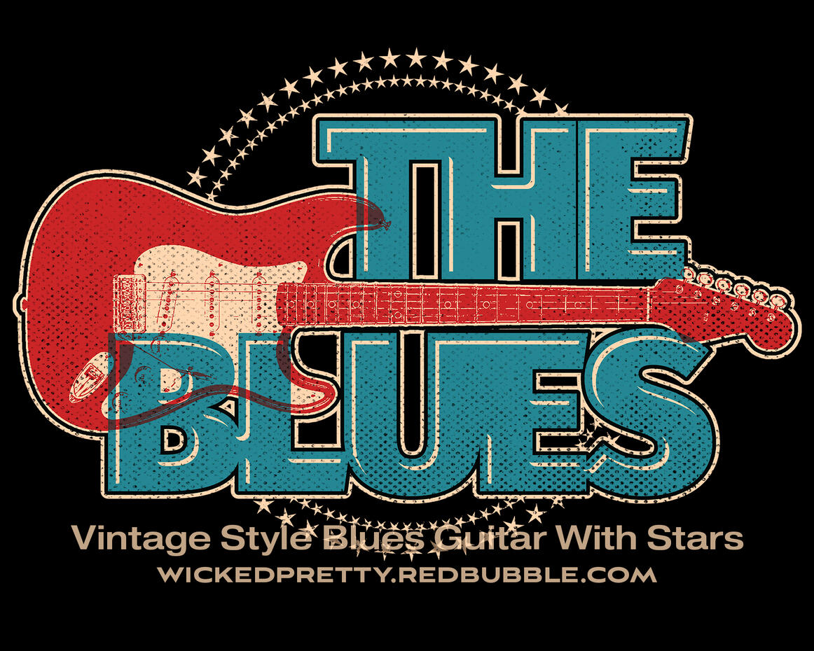 Vintage Style Blues Guitar With Stars