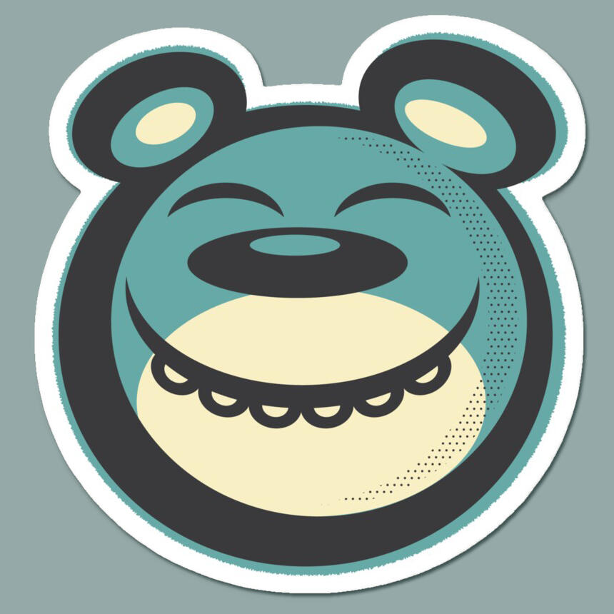 Blissful Blue Bear stickers and magnets