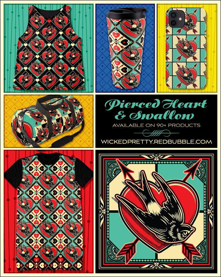 Pierced Heart &amp; Swallow Pattern