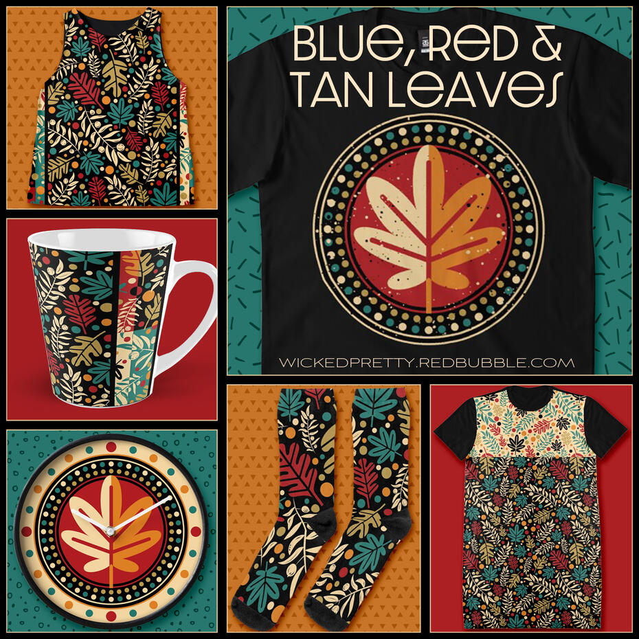 Blue, Red &amp; Tan Leaves