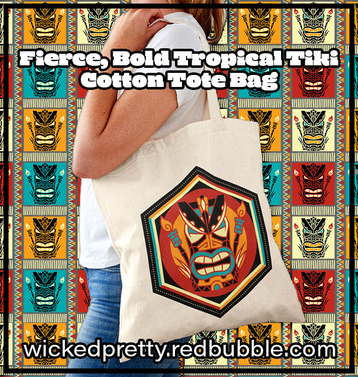 Fierce, Bold Tropical Tiki Cotton Tote Bag