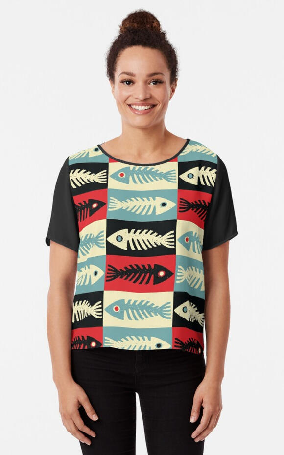 Swim! Graphic Fishbone Chiffon Top