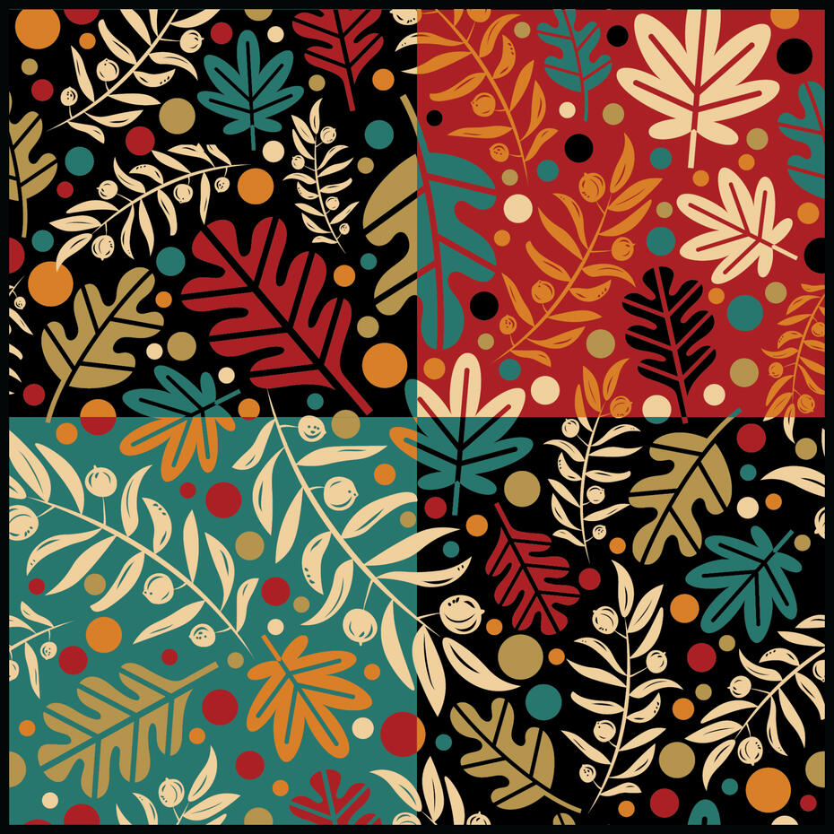 Blue, Red &amp; Tan Leaves
