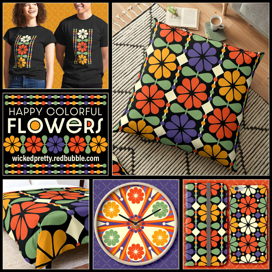 Happy Colorful Flowers Pattern