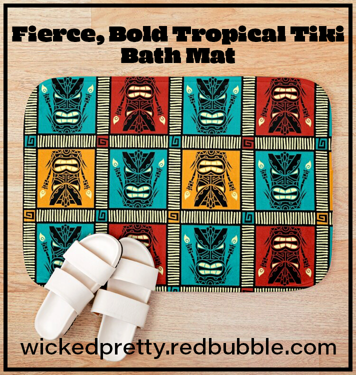 Fierce, Bold Tropical Tiki Bath Mat