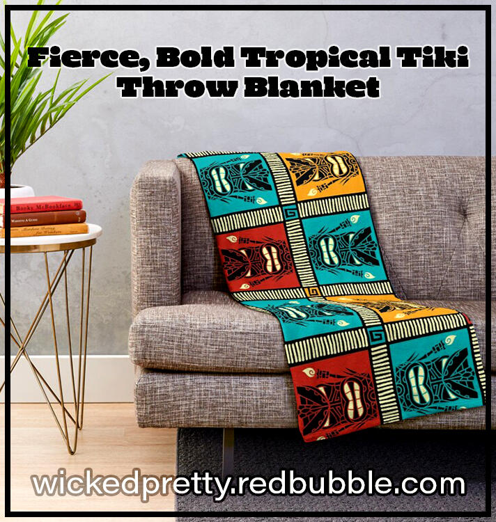 Fierce, Bold Tropical Tiki Throw Blanket
