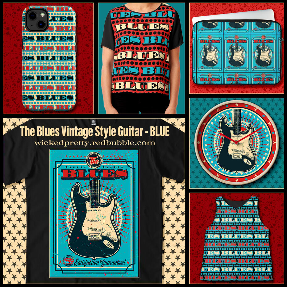 The Blues Vintage Style Guitar- BLUE