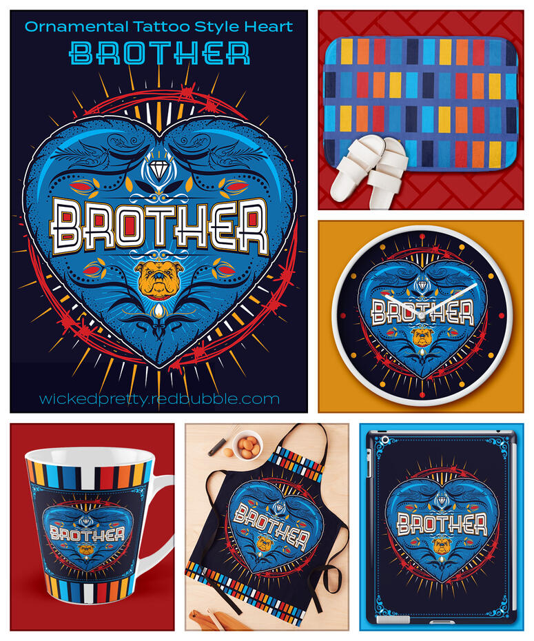 Ornamental Tattoo Style Heart - BROTHER
