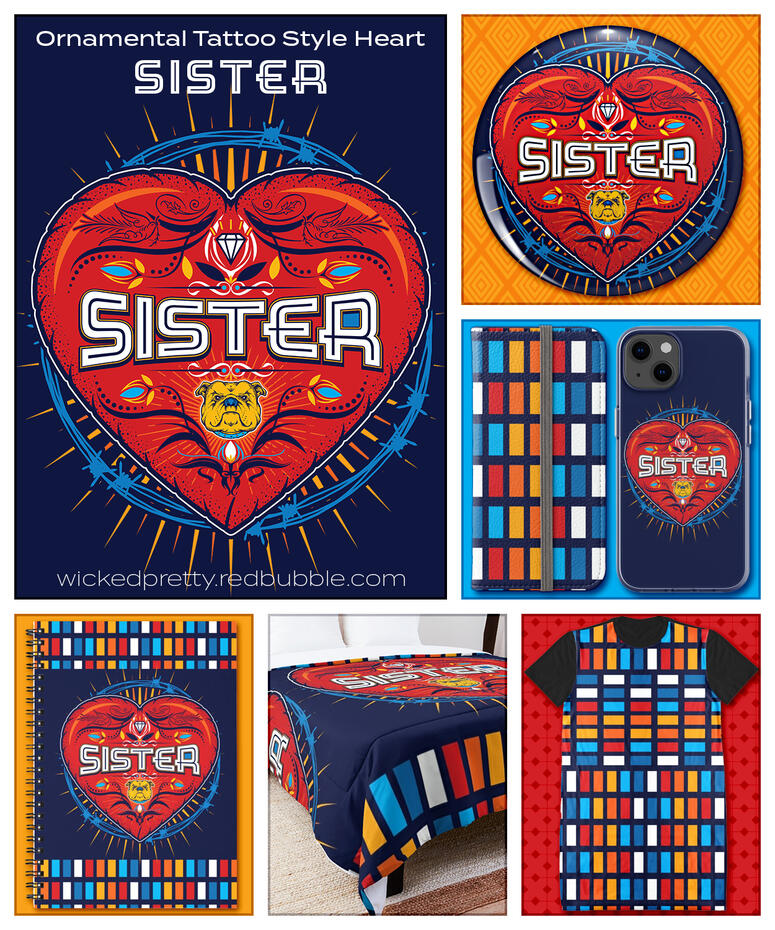 Ornamental Tattoo Style Heart- SISTER