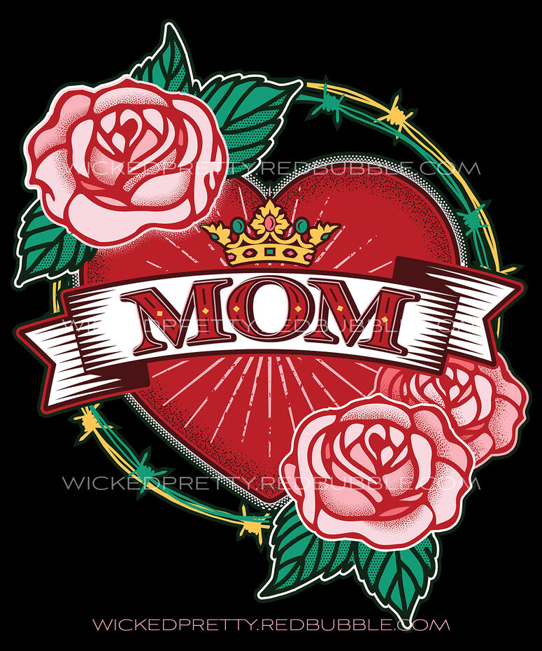 Ornamental Tattoo Style Heart- MOM