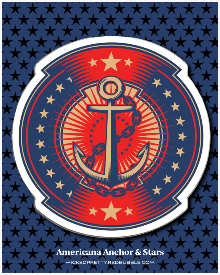 Americana Anchor &amp; Stars Magnet