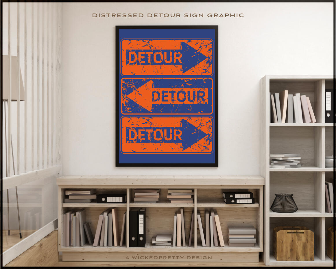 Distressed Detour Sign Graphic