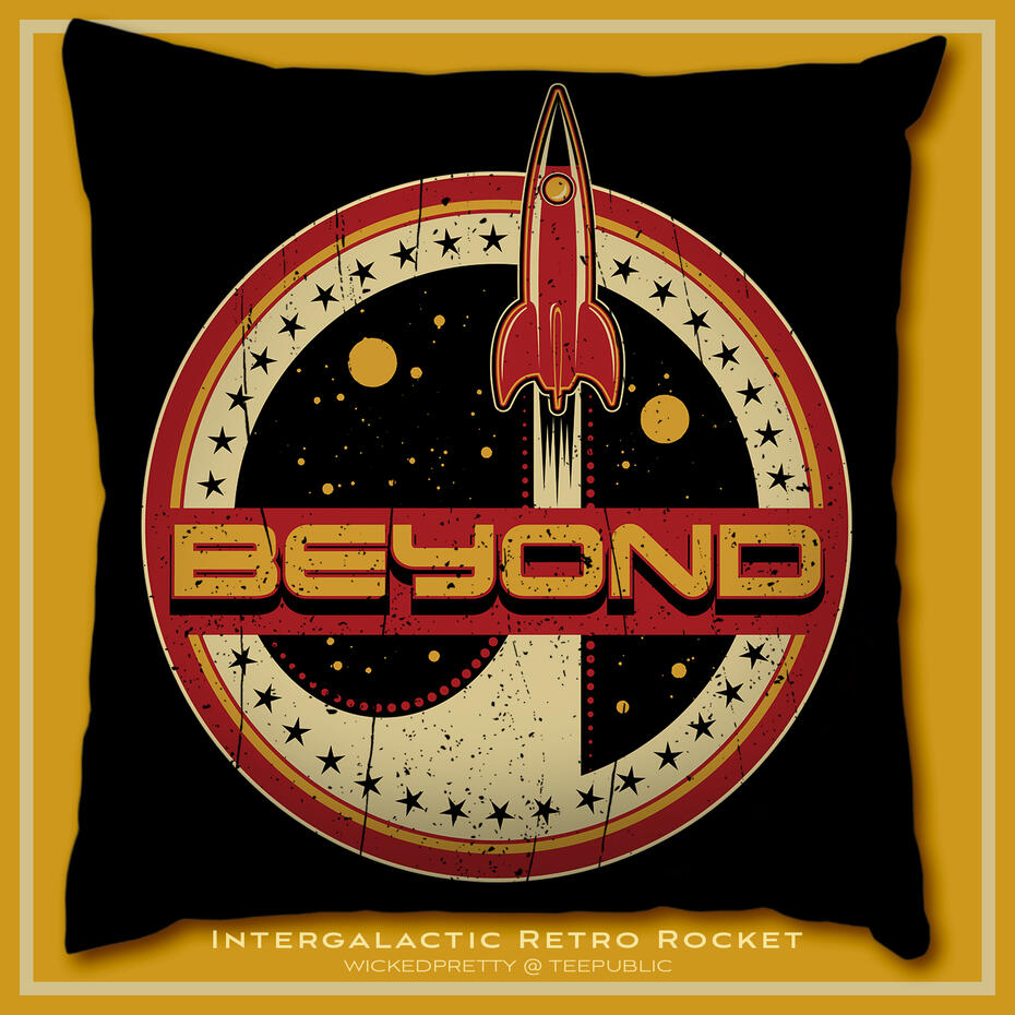 Intergalactic Retro Rocket Pillow