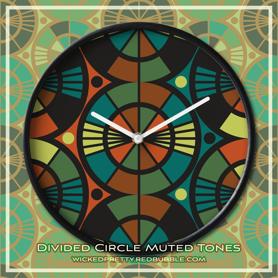 Divided Circle Muted Tones - Clock