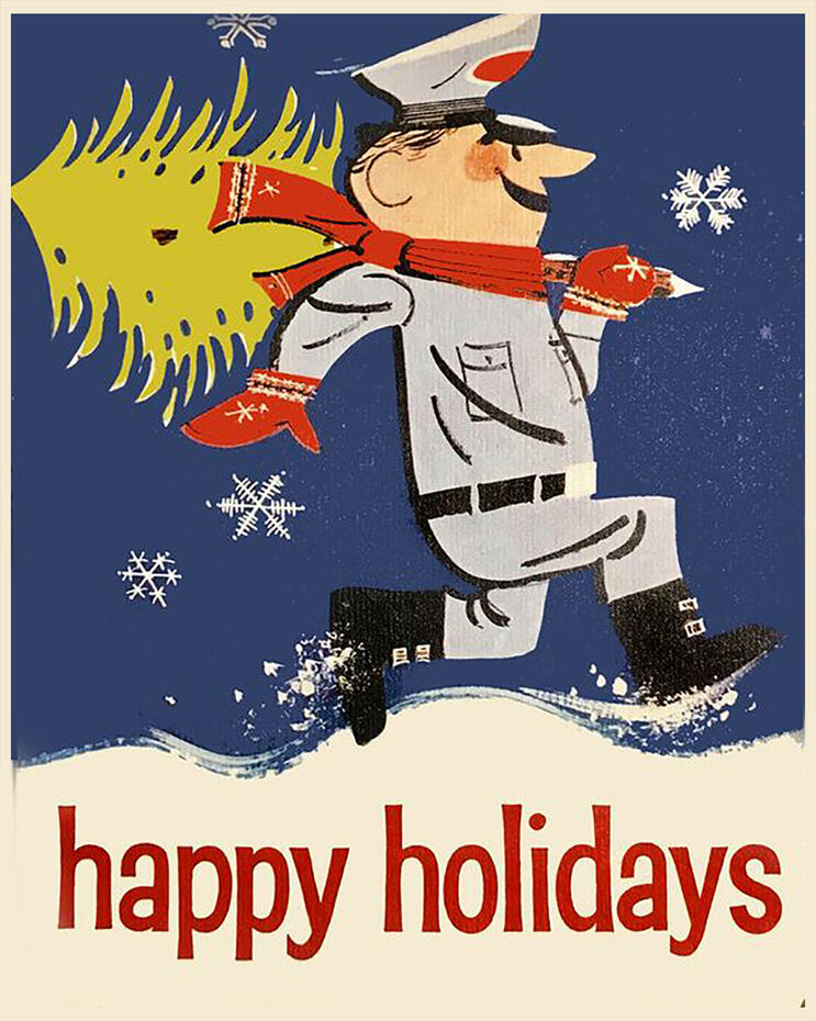 Vintage 1960s Marathon Gas Service Station Christmas Greeting Card Granville OH