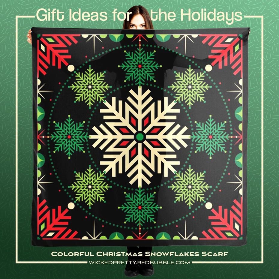 Colorful Christmas Snowflakes Scarf