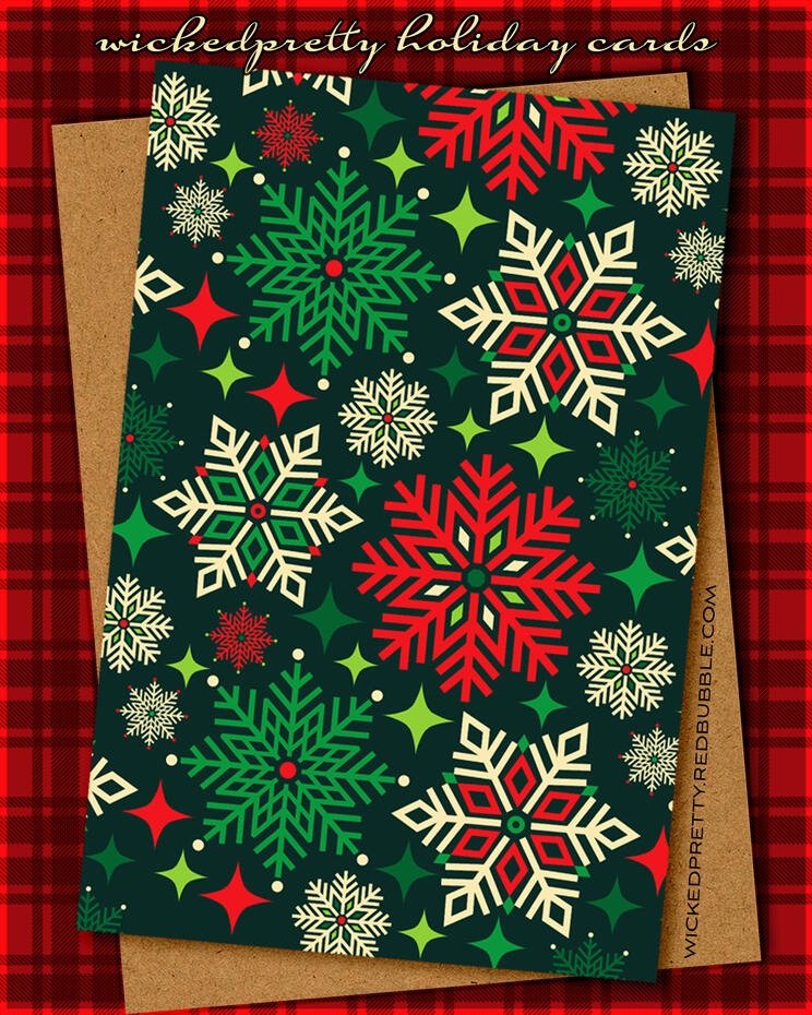 Colorful Christmas Snowflakes Greeting Card