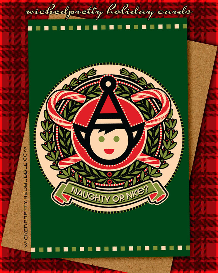 Naughty or Nice Christmas Elf Greeting Card